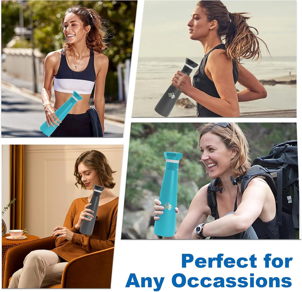 17oz Smart Self-Cleaning Water Bottle Slate Stainless Steel Insulated LED Light Water Bottle with Activated-Carbon Module, USB-C Rechargeable BPA-Free Purifying Bottles for Travel, Gym & Office