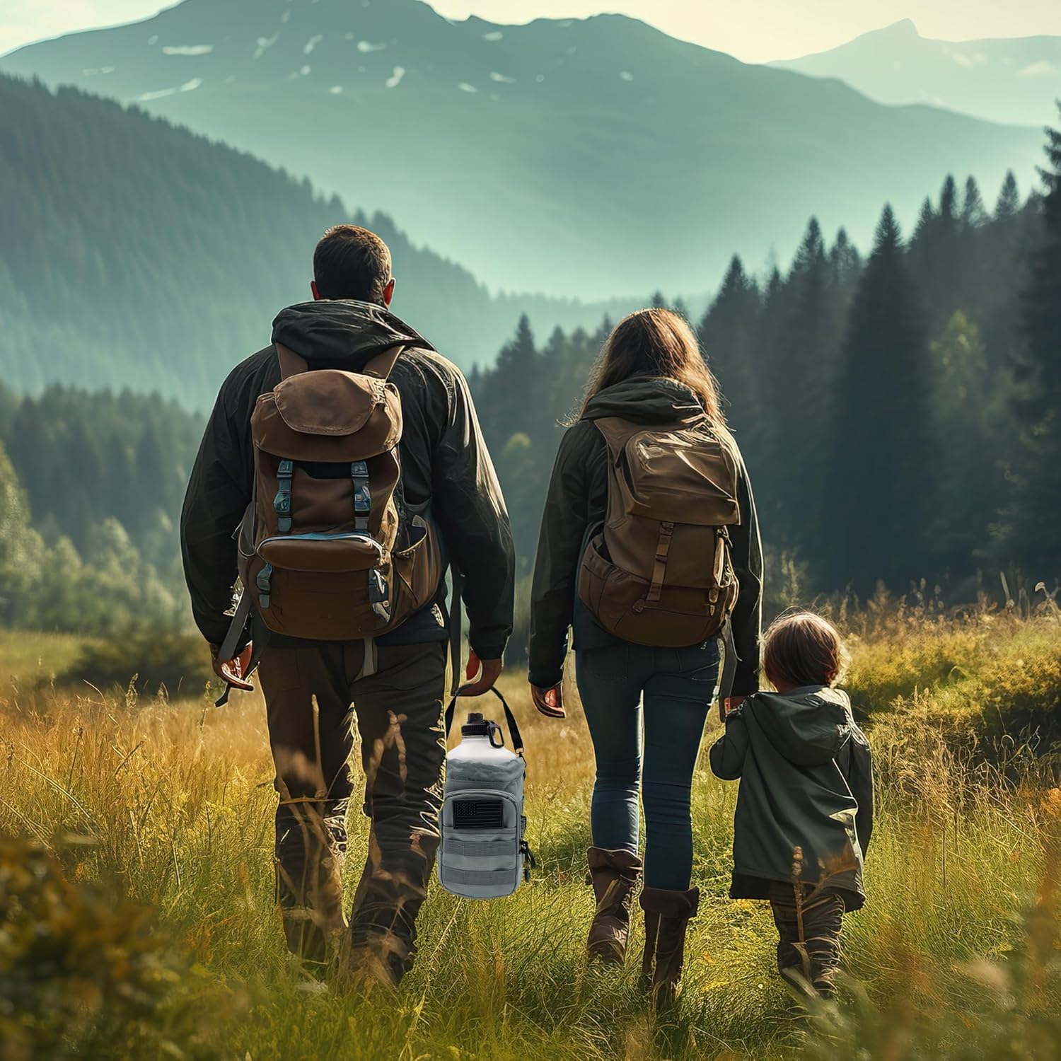 1 Gallon Water Bottle - 128 Oz Insulated Stainless Steel Metal Water Bottle with Holder - Carrying Bag - Spout Handle - Straw Lids - Keep Cold & Hot - White Tactical Flask