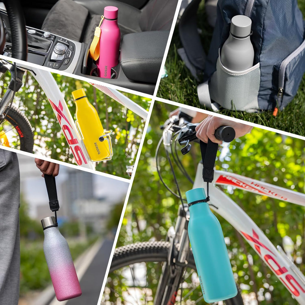 BJPKPK Insulated Water Bottles, 12oz Stainless Steel Metal Water Bottle with Strap, BPA Free Leak Proof Jugs, Mugs, Flasks, Reusable Thermal Flasks for Sports & Travel, Macaron Green